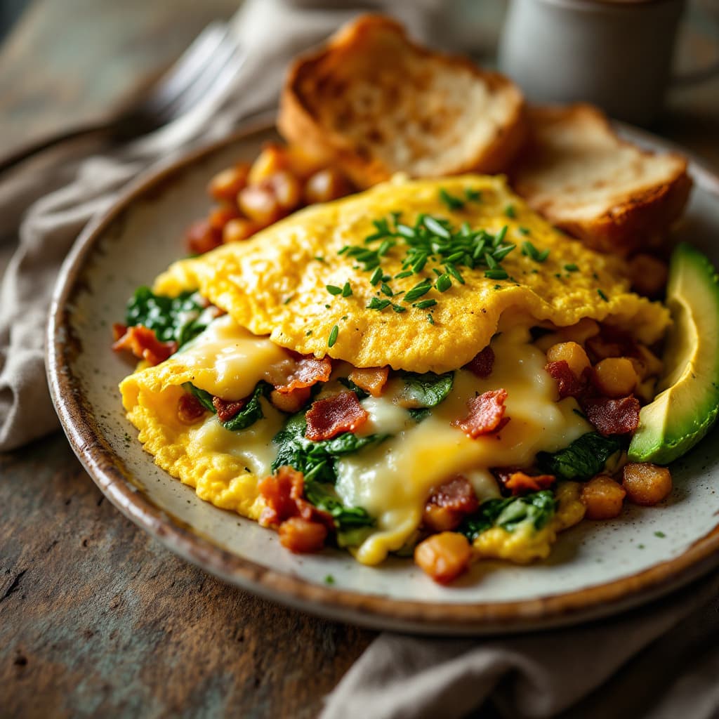 House Omelet - Fresh eggs with avocado and herbs